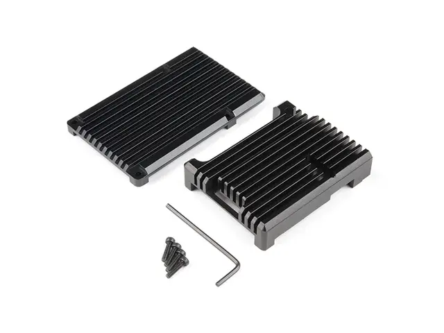 PIMORONI LTD Aluminum Heatsink Case for Raspberry Pi 4 - Obsidian Black