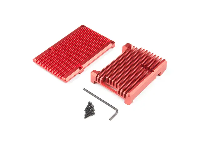 PIMORONI LTD Aluminum Heatsink Case for Raspberry Pi 4 - Red