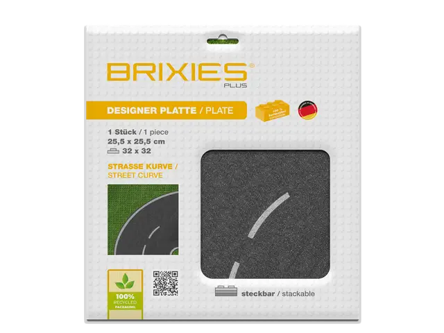 BRIXIES Bodenplatte 32 x 32 Strasse kurve