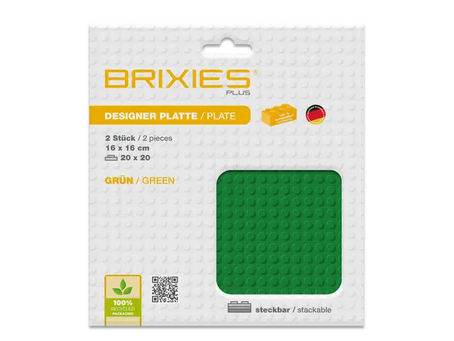 BRIXIES Bodenplatte 20 x 20 Doppelpack grün