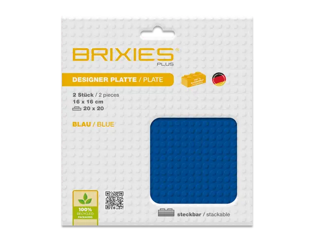 BRIXIES Bodenplatte 20 x 20 Doppelpack blau