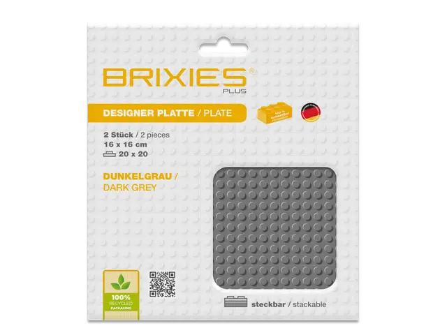 BRIXIES Bodenplatte 20 x 20 Doppelpack dunkelgrau