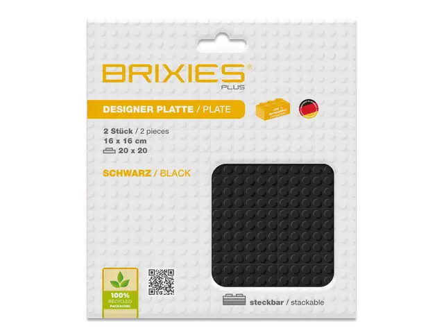 BRIXIES Bodenplatte 20 x 20 Doppelpack schwarz