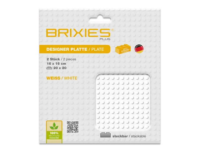 BRIXIES Bodenplatte 20 x 20 Doppelpack weiß
