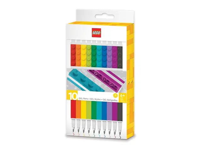 LEGO® Gelschreiber Stifte Set für Kinder - Kreatives Zeichnen mit Schnell trocknender Gelstifte Set und LEGO Platte, Kinder Schreibwaren und Schulsachen - Feine Spitze 0.5, Pen Set mit 10 Farben