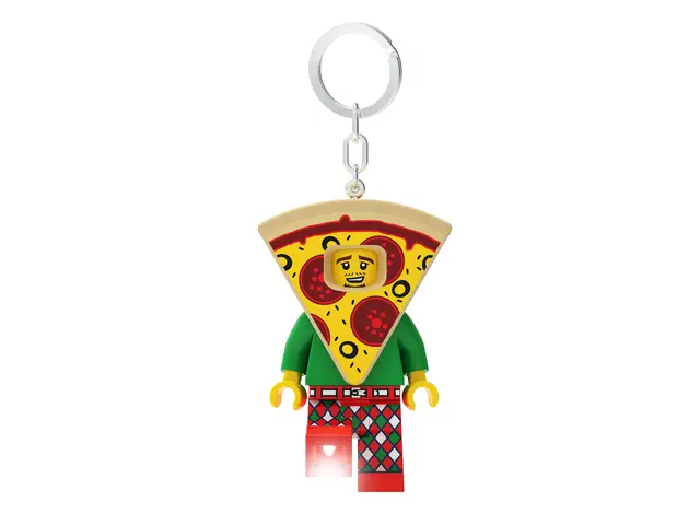LEGO® Lego Iconic Pizza Guy Schlüsselanhänger LED-Taschenlampe Spielzeuge Geschenke für Kinder - 82 mm große Figur (KE176H) - 2 CR2025 Batterien enthalten