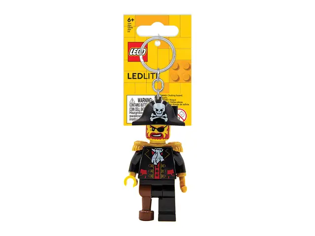 LEGO® Lego Iconic Captain Brickbeard Schlüsselanhänger mit LED-Taschenlampe Spielzeuggeschenke für Kinder - 76 mm große Figur (KE23H) - 2 CR2025 Batterien enthalten