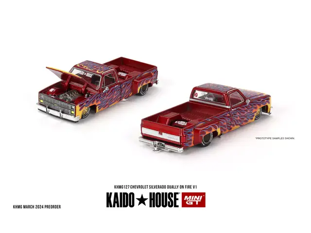 MINI GT Kaido House / Mini GT - Chevrolet Silverado Dually on Fire V1 1/64