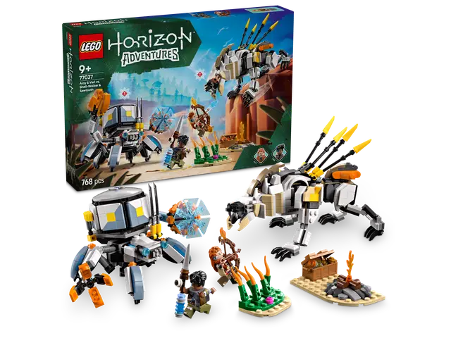 LEGO® Aloy und Varl vs. Panzerwanderer und Sägezahn