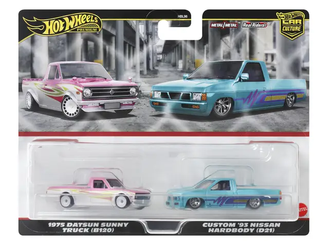 MATTEL Hot Wheels Car Culture 1975 Datsun Sunny Truck (B120) & Custom '93 Nissan Hardbody (D21)