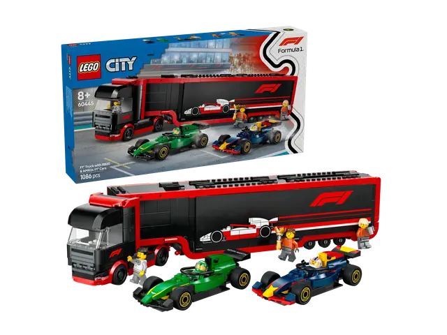 LEGO® F1® Transporter mit RB20 & AMR24 F1® Rennautos