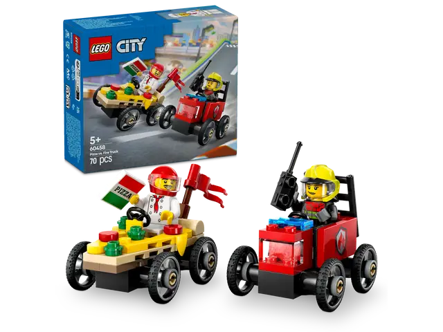 LEGO® Pizzalieferwagen vs. Löschauto