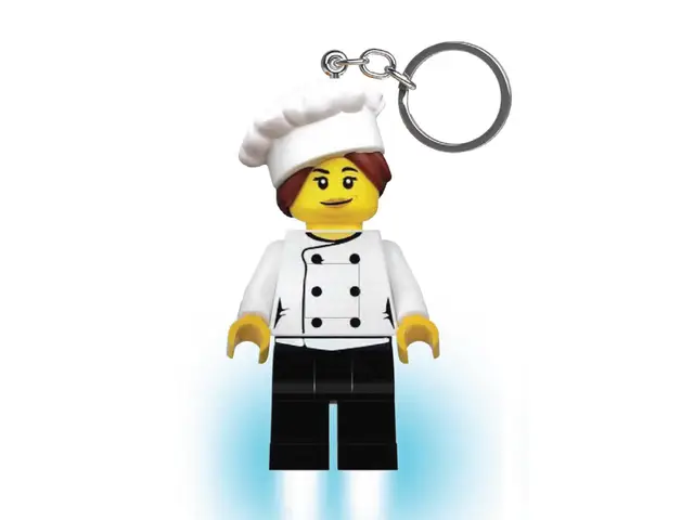 LEGO® LEGO Minifiguren Schlüsselanhänger Licht – Chefkoch – 7,6 cm große Figur (KE218H), Weiss/opulenter Garten, Large - 3 inches tall