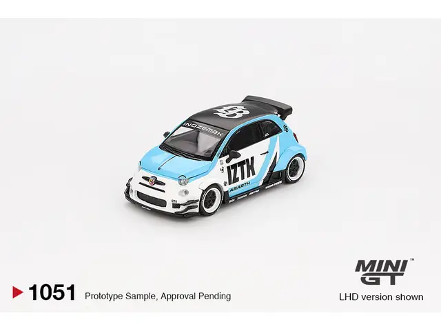 MINI GT Mini GT - 1/64 Fiat Abarth 595 LB-Works X Abas Works *IZTK*, white/blue/black