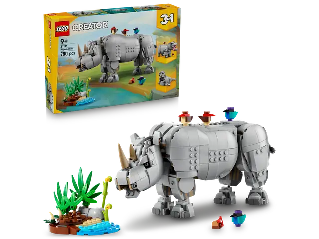 LEGO® Wilde Tiere: Prächtiges Nashorn mit Vögeln