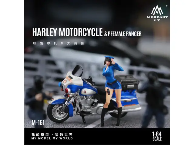 MOREART MoreArt - 1/64 Harley-davidson Motorcycle & Female Mounted Police Figure set