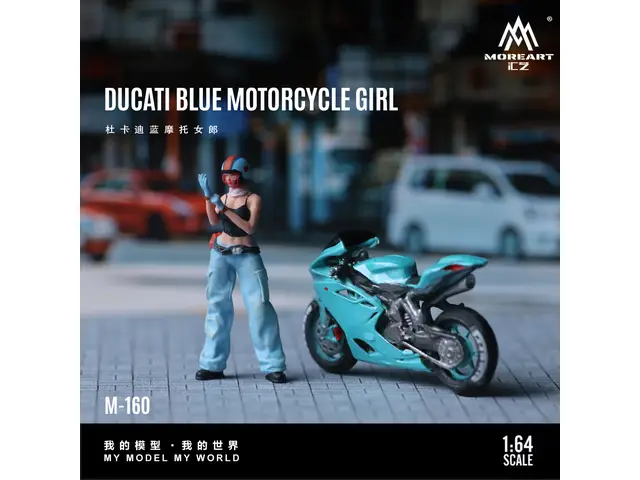 MOREART MoreArt - 1/64 Ducati Blue Motorcycle Girl figure set