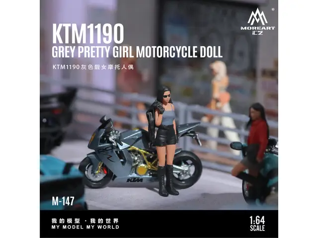 MOREART MoreArt - 1/64 KTM1190 Grey Pretty Girl Motorcycle Doll Set