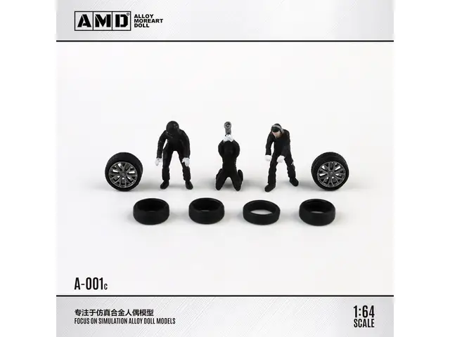 MOREART MoreArt - 1/64 C-Black Car Mechanic Alloy Doll Set