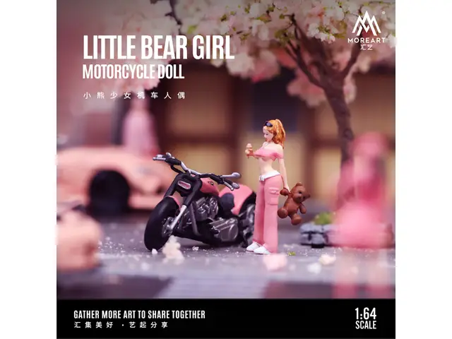 MOREART MoreArt - 1/64 Little Girl Motorcycle Doll Set Simulation Resin Model
