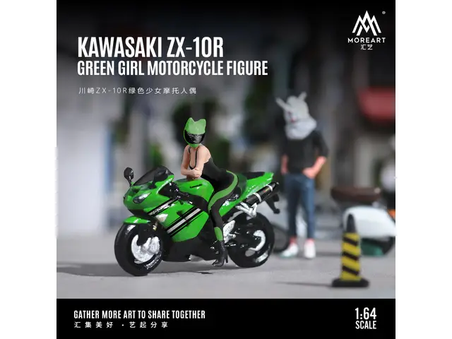 MOREART MoreArt - 1/64 Kawasaki ZX-10R Green Girl Motorcycle Doll Set