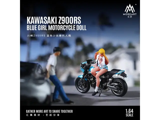 MOREART MoreArt - 1/64 Kawasaki Z900RS Blue Girl Motorcycle Doll Set
