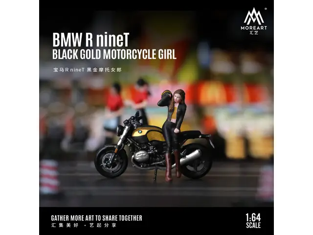 MOREART MoreArt - 1/64 BMW R nineT Black Gold Motorcycle Girl Set
