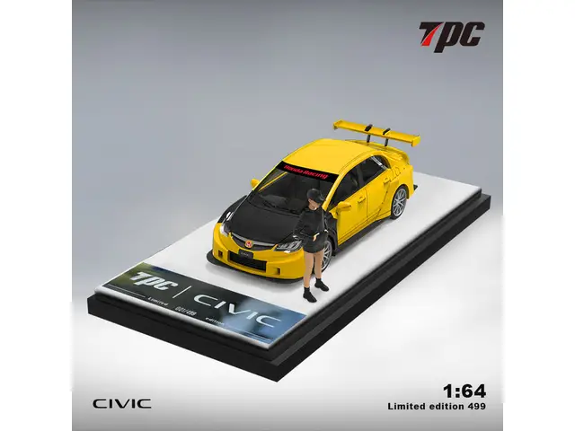 TPC TPC - 1/64 Honda Civic FD2 Yellow - Carbon Hood + Doll