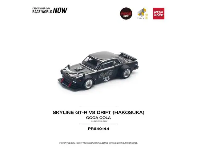 POP RACE Pop Race - 1/64 Nissan Skyline GT-R V8 Drift *Hakosuka*, *Coca-Cola zero* chrome black