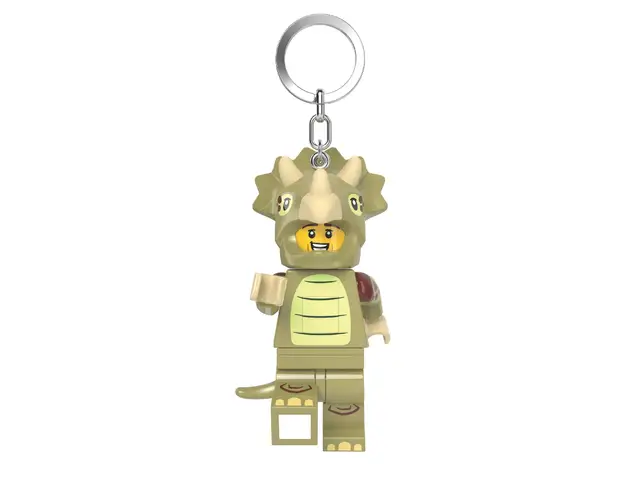 LEGO® LEGO Minifiguren – Triceratops Kostüm Fan Schlüsselanhänger Licht – 7,6 cm große Figur (KE238H)