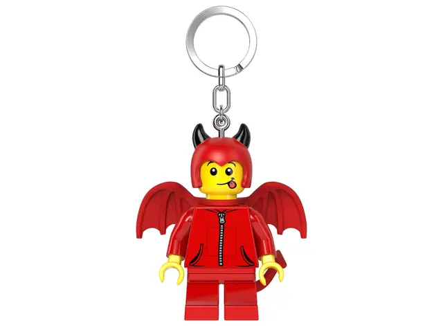 LEGO® LEGO Cute Little Devil key ring with LED flashlight - movable 7.6 cm minifigure (KE215H) - gift idea for kids - incl. batteries - Halloween & everyday life