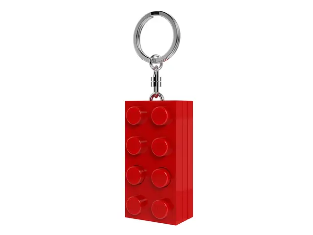 LEGO® LEGO 2x4 Brick key ring with LED flashlight - approx. 7.6 cm red brick (KE234HR) - gift for kids & fans - batteries included - durable metal ring