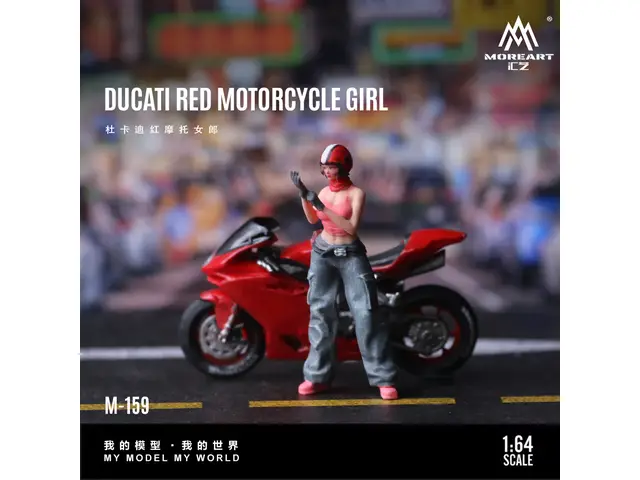 MOREART MoreArt - 1/64 Ducati Red Motorcycle Girl Doll Set