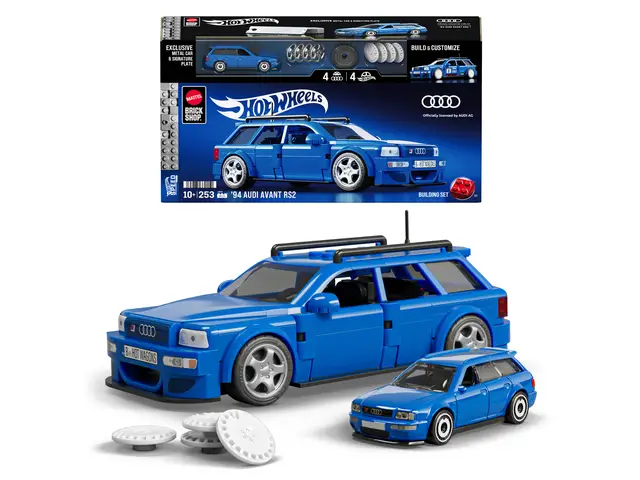 MATTEL Mattel Brick Shop Hot Wheels '94 Audi Avant RS2 Kit de construction (253 pièces), pour les collectionneurs