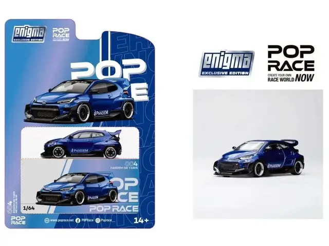 POP RACE Pop Race - 1/64 Pandem GR Yaris, metallic blue *Enigma Exclusive*