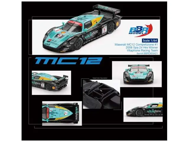 BBR MODELS BBR Models - 1/64 2008 Maserati MC12 Competizione #1 Vitaphone Racing Team, Spa 24 Hrs. Winner, various