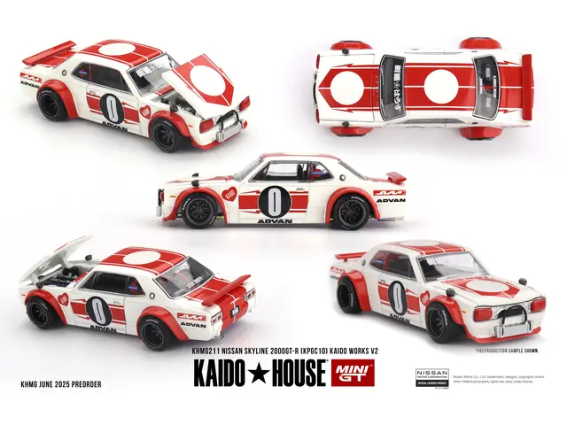 MINI GT Mini GT - 1/64 1969 Nissan Skyline GT-R (KPGC10) Kaido Works V2, white/red
