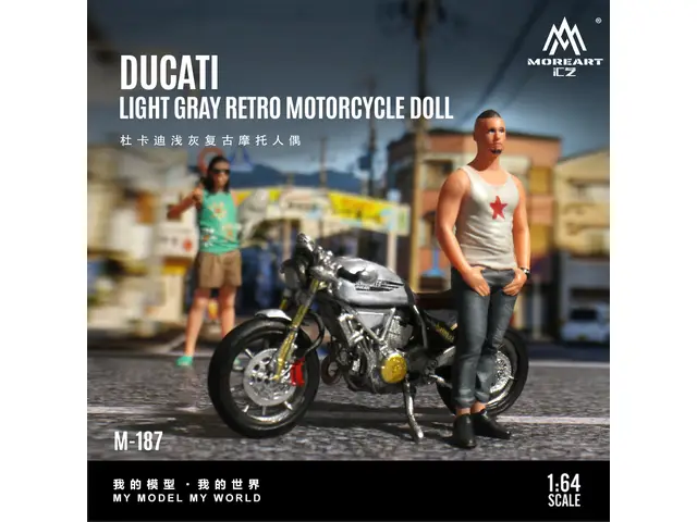 MOREART MoreArt - 1/64 Ducati Light Grey Vintage Motorcycle Figure MO222187