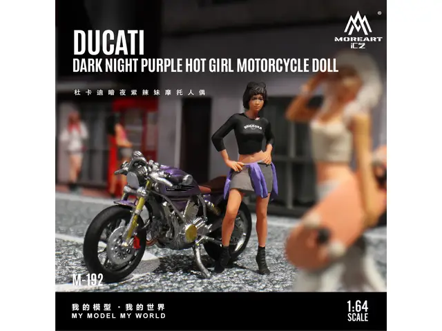 MOREART MoreArt - 1/64 Ducati Dark Purple Hot Girl Motorcycle Figure MO222192