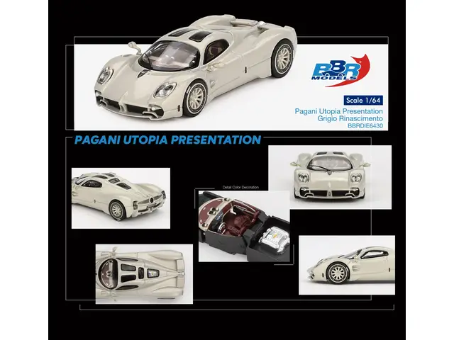MINI GT BBR Models - 1/64 Pagani Utopia Presentation Grey Renaissance - BBRDIE6430