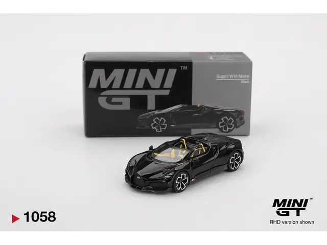 MINI GT Mini GT - 1/64 Bugatti W16 Mistral Black 2024 - MGT01058-L