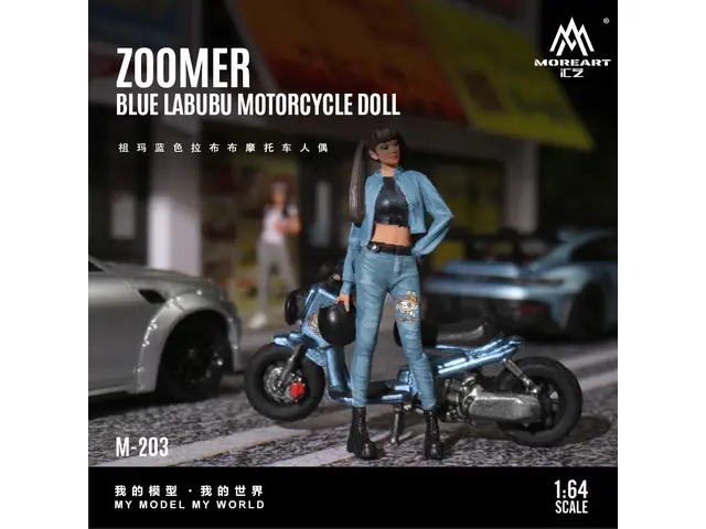 TIME MICRO MoreArt - 1/64 Zuma Blue Labubu Motorcycle Doll - MO222203