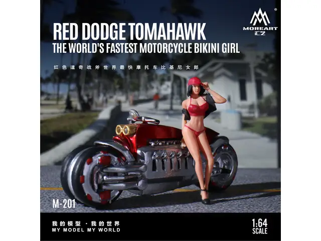 MOREART MoreArt - 1/64 Red Dodge Tomahawk, World's Fastest Motorcycle, Bikini Girl - MO222201