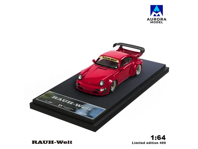 AURORA MODEL AM - 1/64 Porsche RWB964 964 - Metallic Red Bicycle - AM640881