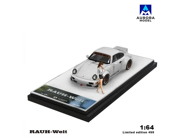 AURORA MODEL AM - 1/64 Porsche RWB964 964 - Pearl White Ducktail Figure Model - AM640882-1