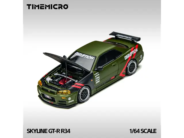 TIME MICRO Time Micro - 1/64 Skyline GT-R R34 Matte Olive Green - TM646317