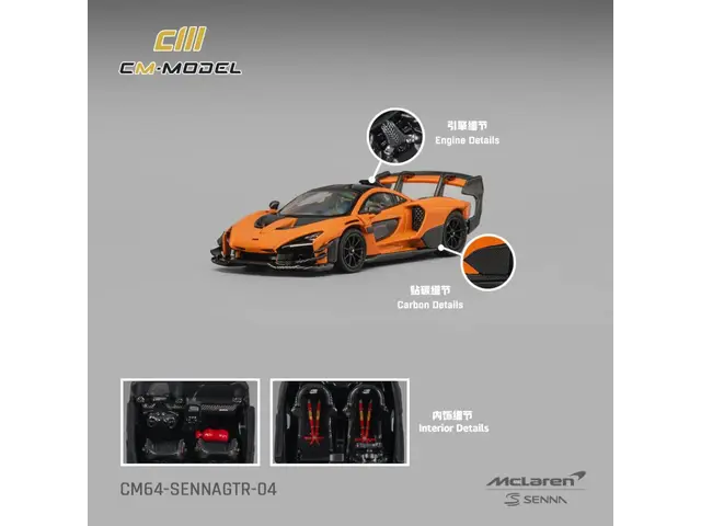 CM-MODEL CM Model - 1/64 McLaren Senna GTR, Orange - CM64-SENNAGTR-04