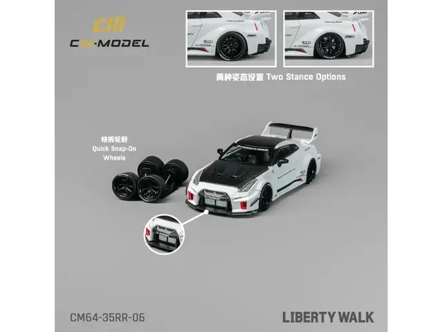 CM-MODEL CM Model - 1/64 Nissan LBWK 35GT-RR White carbon fiber - CM64-35RR-06