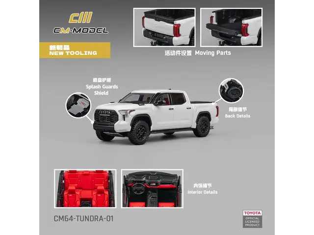 CM-MODEL CM Model - 1/64 Toyota Tundra White - CM64-Tundra-01