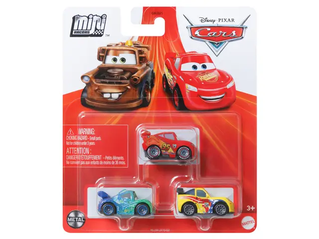 MATTEL Disney Pixar Cars Disney and Pixar Cars Toys, Mini Racers 3-Pack Metal Toy Cars